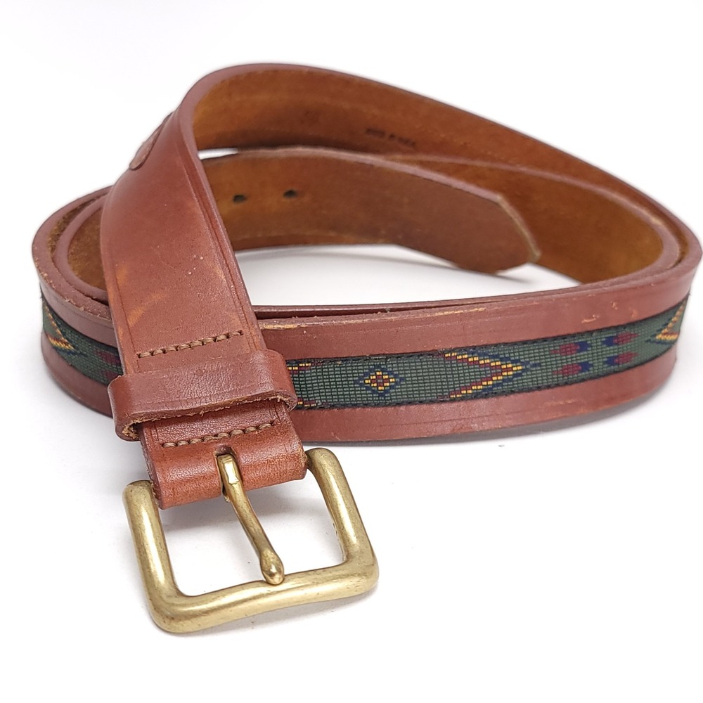 Lejon Mens Leather Belt Genuine Latigo USA Brass‎ Buckle Sz 50